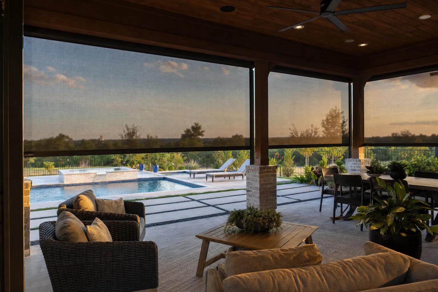 Custom solar & exterior shades installation in Austin TX — Beacon Blinds
