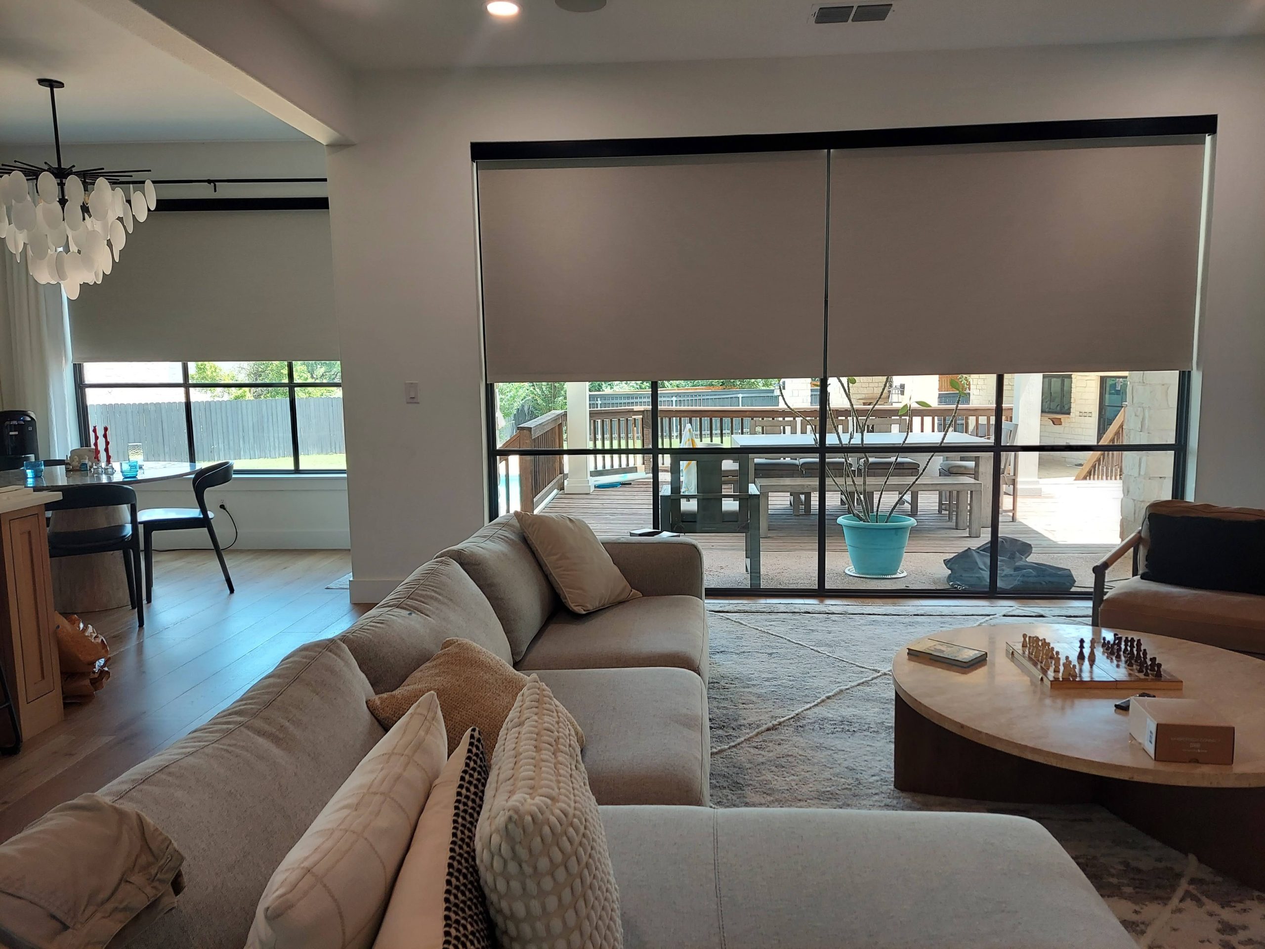 Roller Shades — Open-Plan Living Room — Beacon Blinds